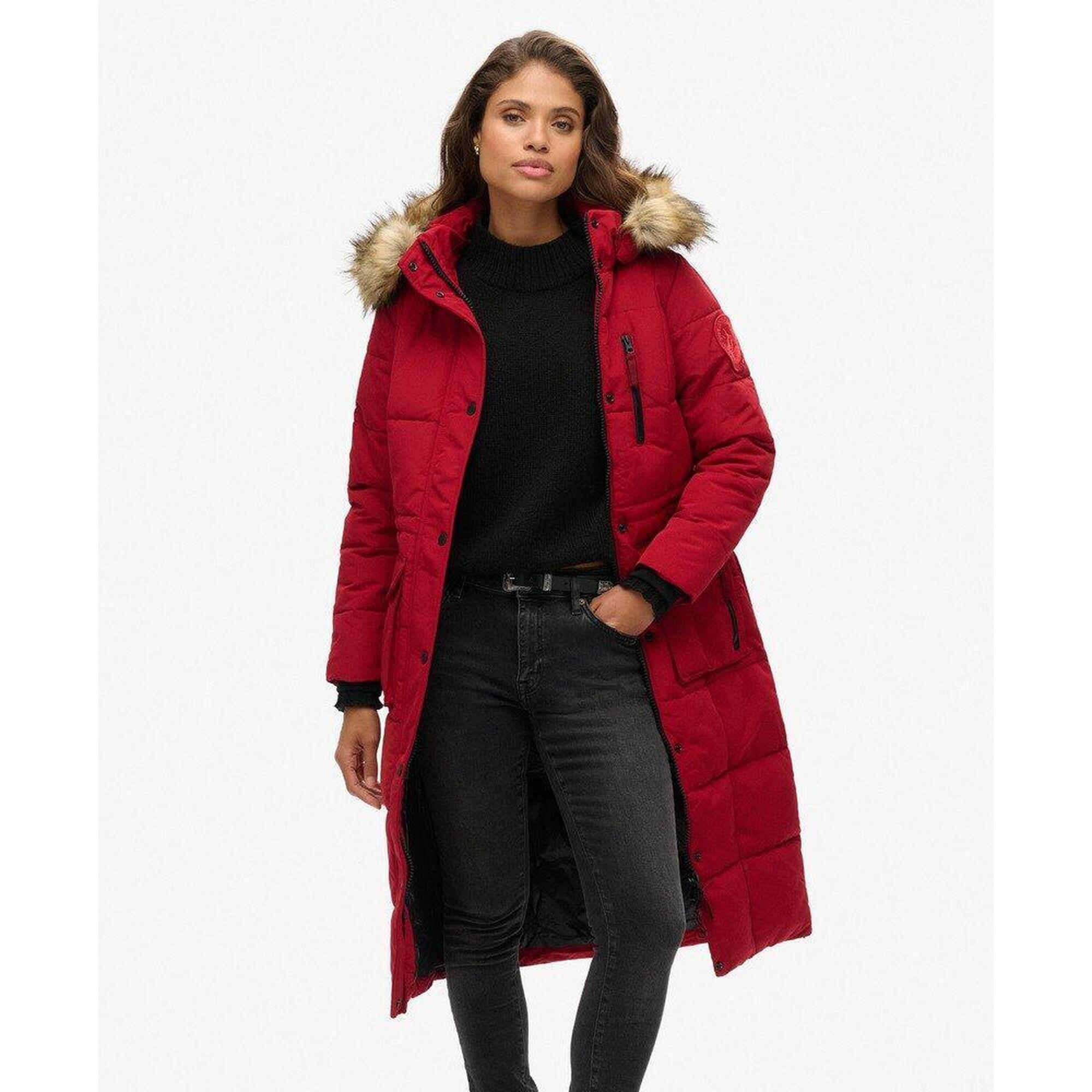 Długi płaszcz z futerka sztucznego Everest od SUPERDRY