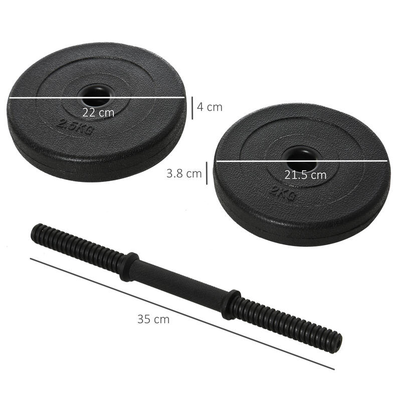 HomCom Set de 2 Gantere cu Discuri 18Kg