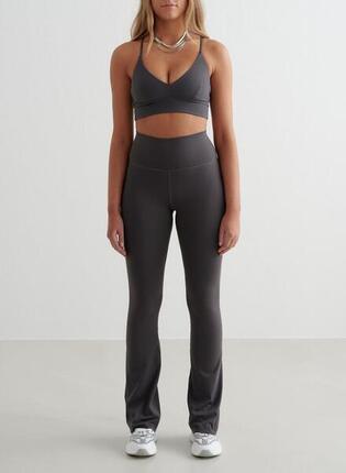 Damen Leggings mit Schlag Feuchtigkeitsableitend Dunkelgrau