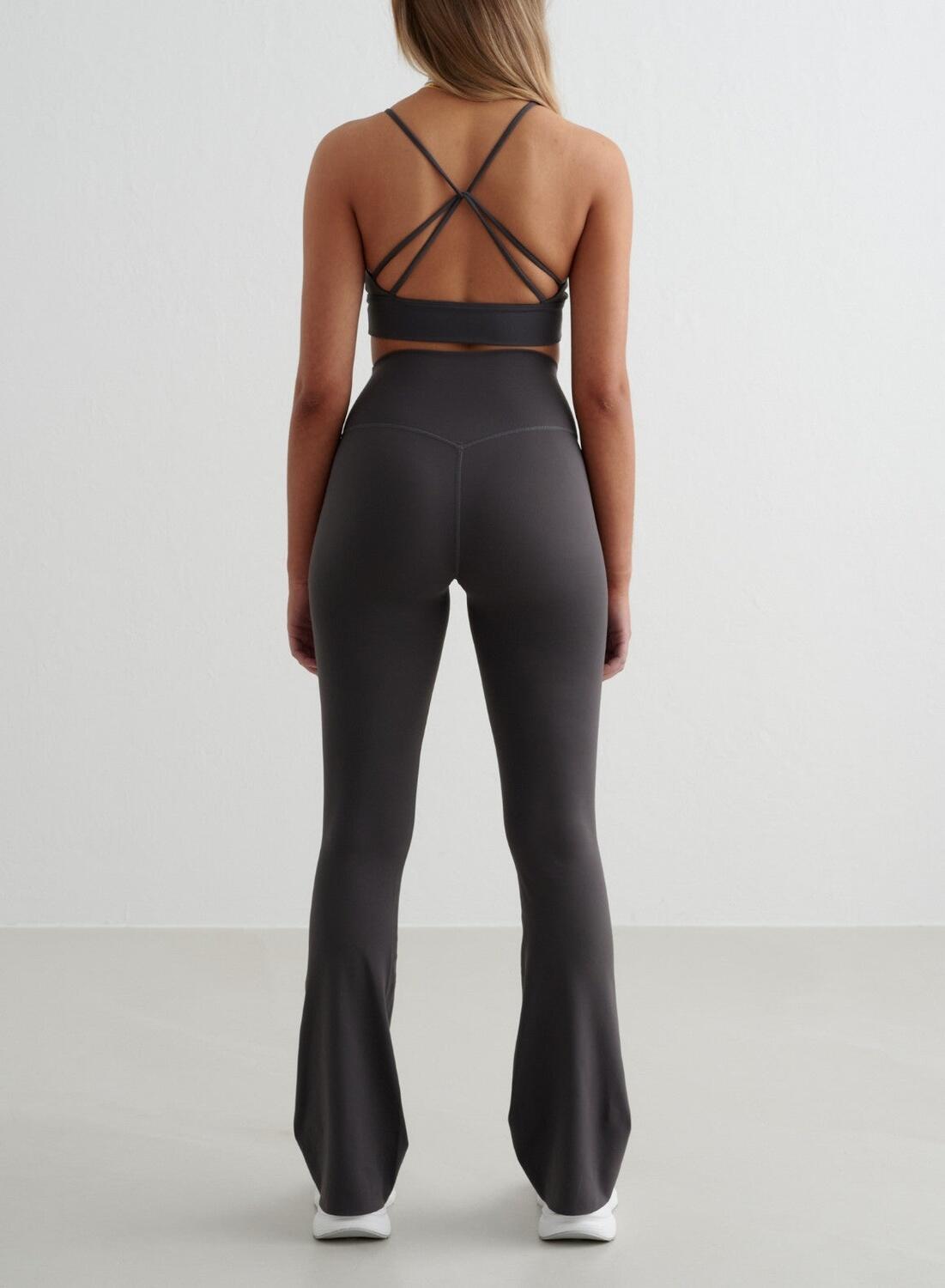 Damen Leggings mit Schlag Feuchtigkeitsableitend Dunkelgrau 2/4