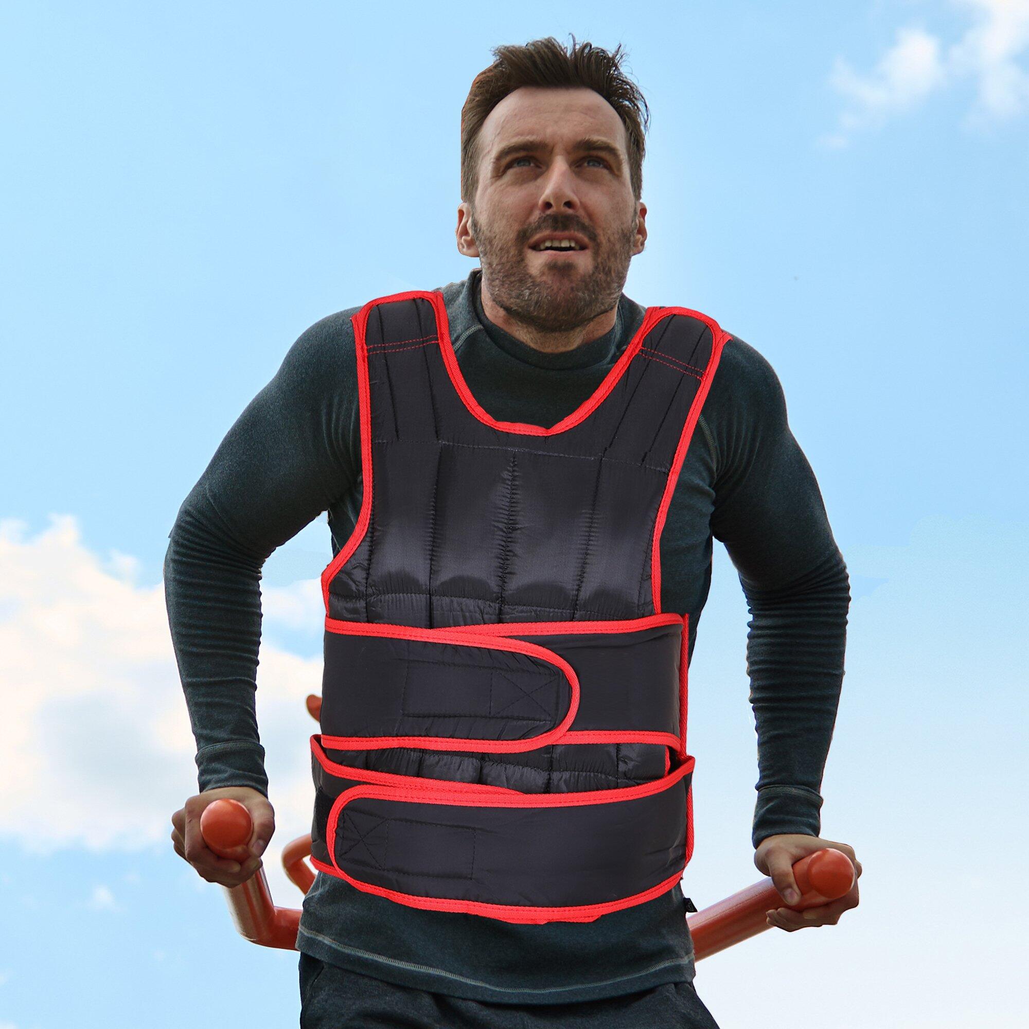 HOMCOM Giubbotto Zavorrato 20kg con 38 Pesi, Imbottitura e Chiusure con Velcro 2/5
