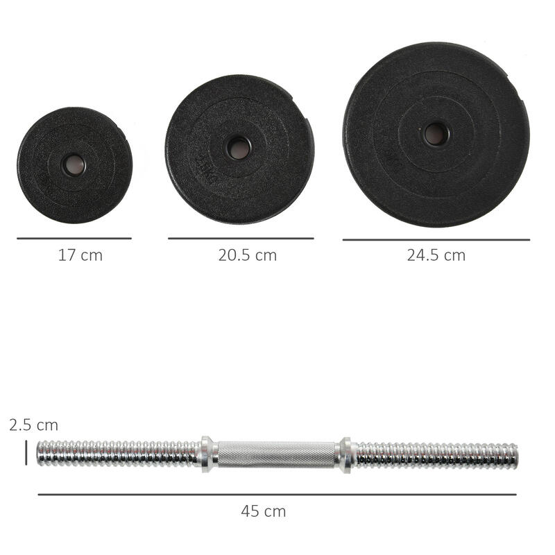 Set Haltere pentru antrenament 12 piese total 40KG Negru