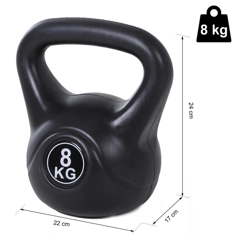 Homcom Kettlebell 8 kg pentru Antrenament Cross Training Negru