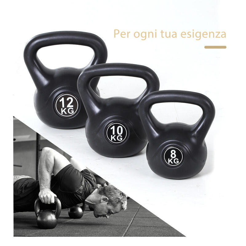 Homcom Kettlebell 8 kg pentru Antrenament Cross Training Negru