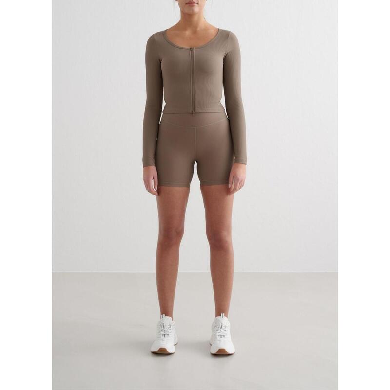 Femme Yoga Cardigan Côtelé Séchage Rapide Marron