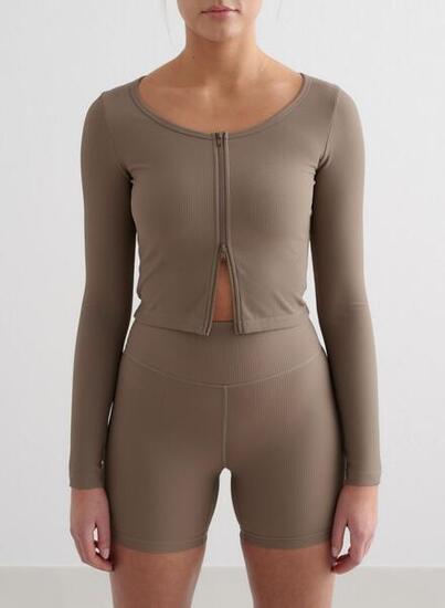 Damen Strickjacke mit Reißverschluss Gerippt Schnelltrocknend Kirsche