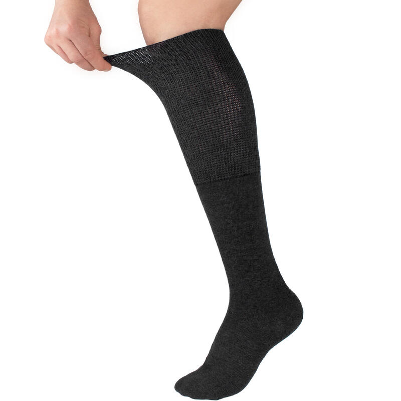 Chaussettes pour diabétiques femmes et hommes | Mis-bas | 3 paires | Gris