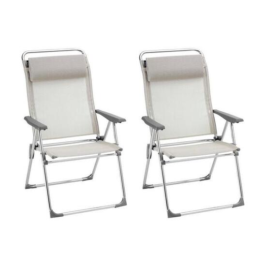 Lot de 2 Fauteuils pliants multi-positions XL - ALU CHAM XL - Beige