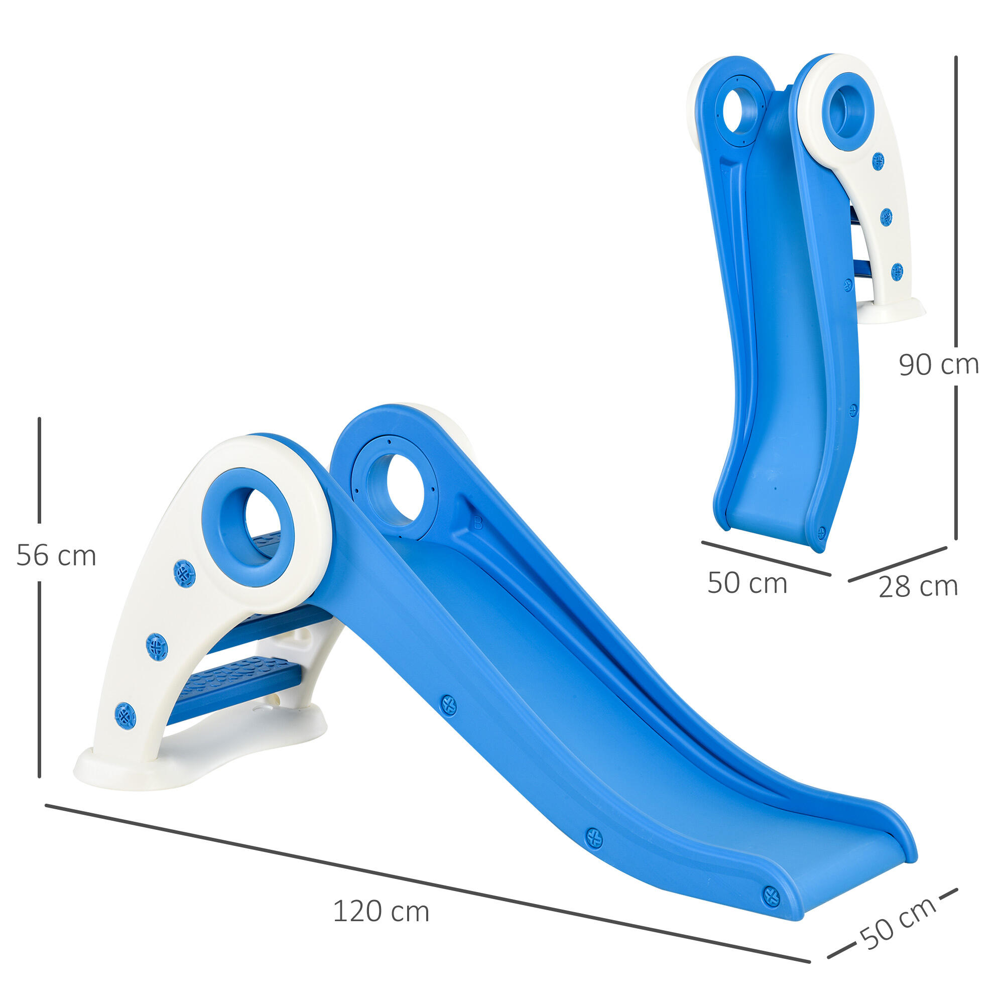 Escorrega Infantil Dobrável com Escada e Rampa  Azul 3/7