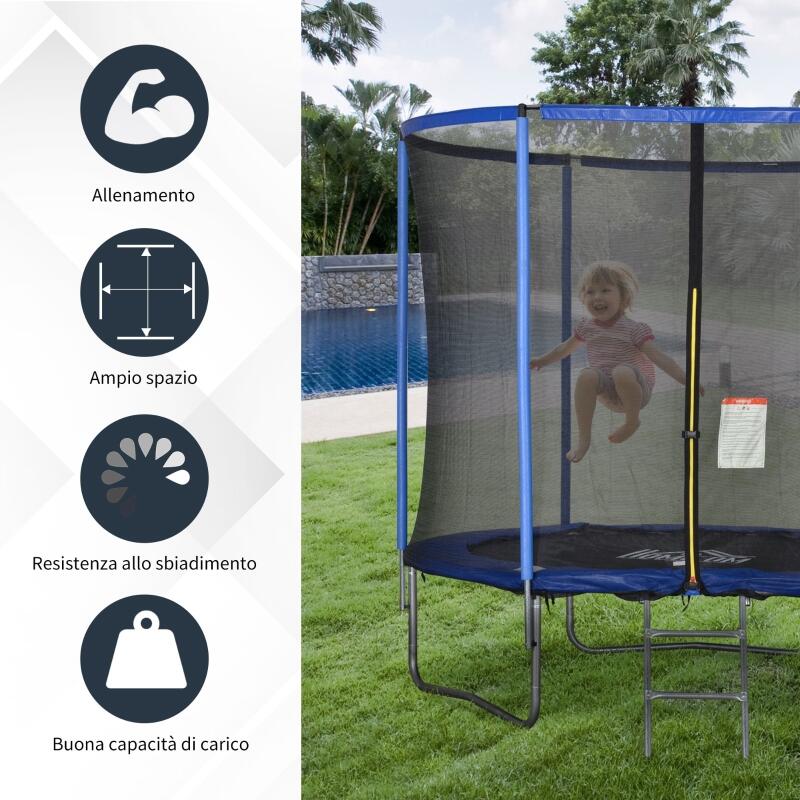 HOMCOM Trambulina elastica pentru Copii si Adulti, cu Plasa de siguranta Φ244cm