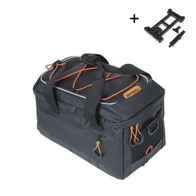 Basil miles tarpaulin bagagedragertas 7l - zwart en oranje