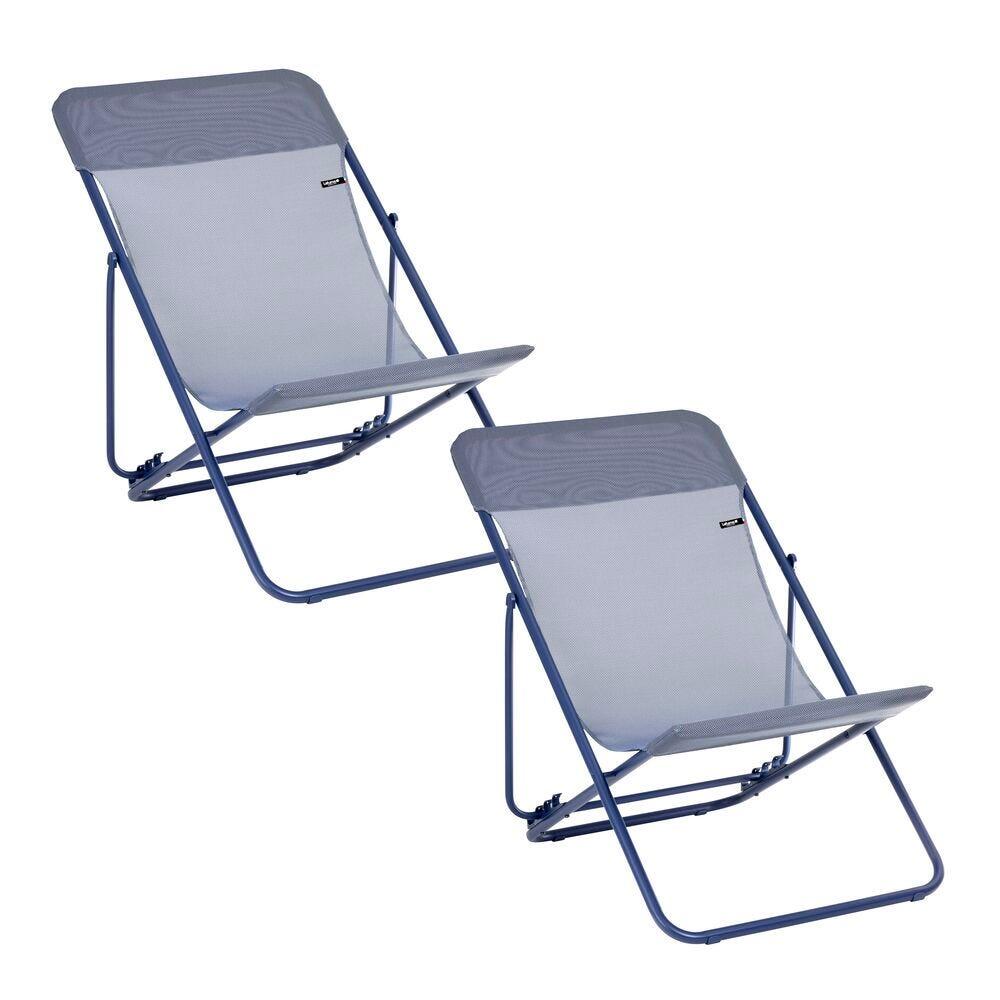 Lafuma Mobilier - Lot De 2 Transats Jardin Pliants Multi-positions - Maxi Transat - Bleu - Bedchair - Bleu - No Size - Decathlon