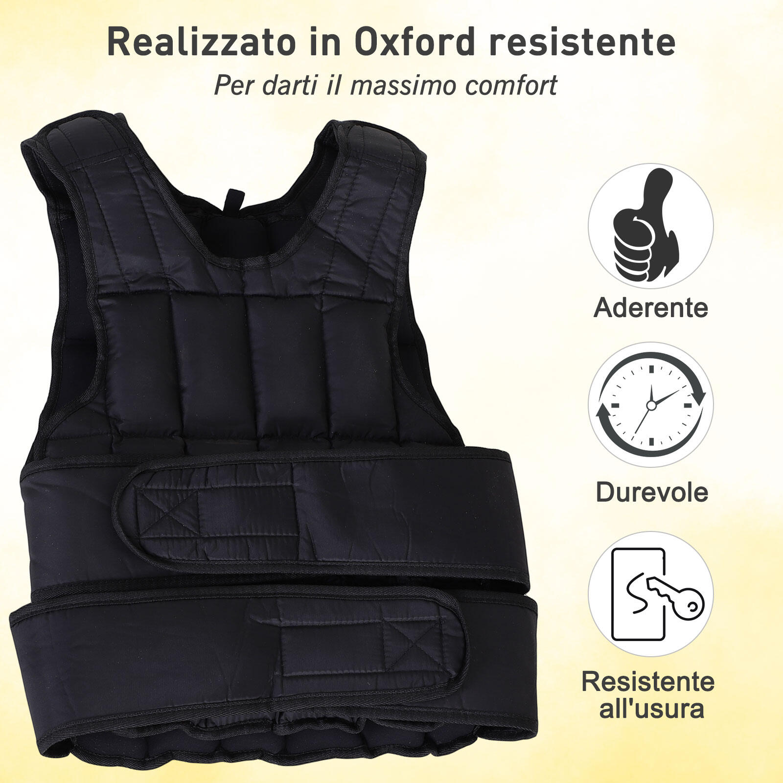 HOMCOM Giubbotto Zavorrato 20kg con 38 Pesi, Imbottitura e Chiusure con Velcro 5/5
