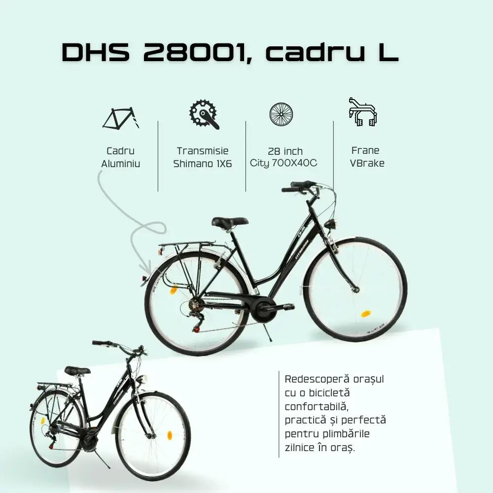 Stadsfiets Dhs City 28001 - 28 inch, L, zwart 4/8