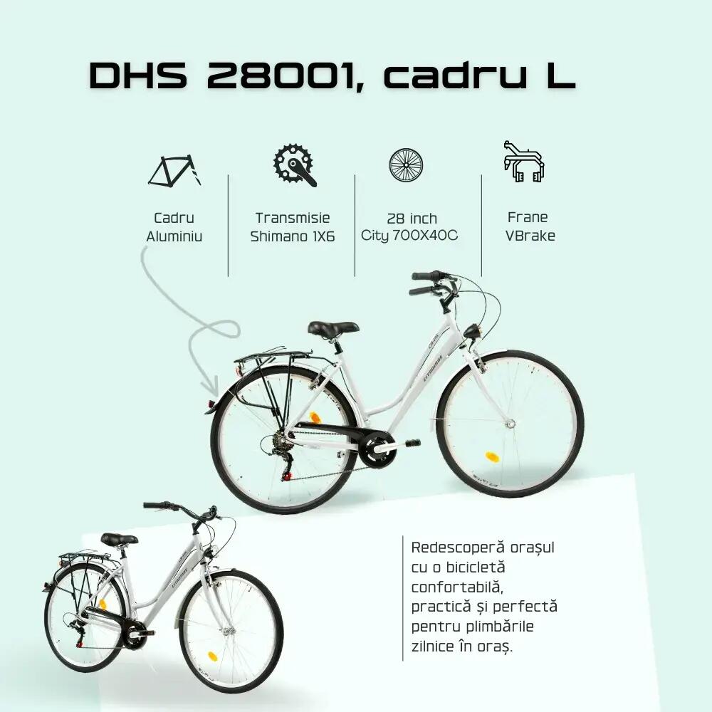Stadsfiets Dhs City 28001 - 28 inch, L, zilverkleurig 4/8