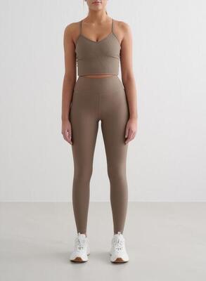 Damen Yoga Leggings Gerippt Schnelltrocknend Braun