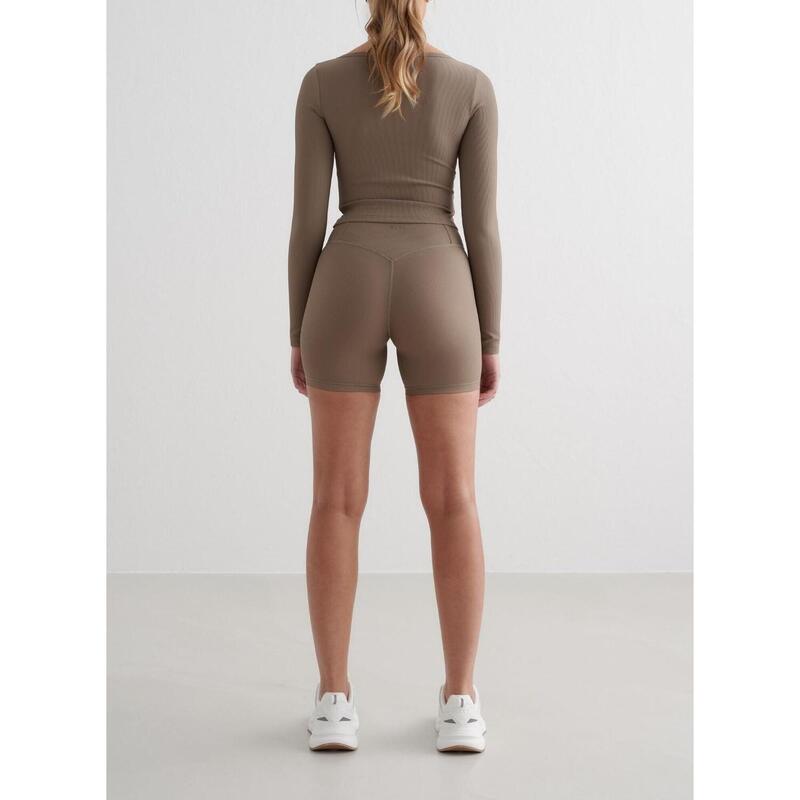 Femme Yoga Cardigan Côtelé Séchage Rapide Marron