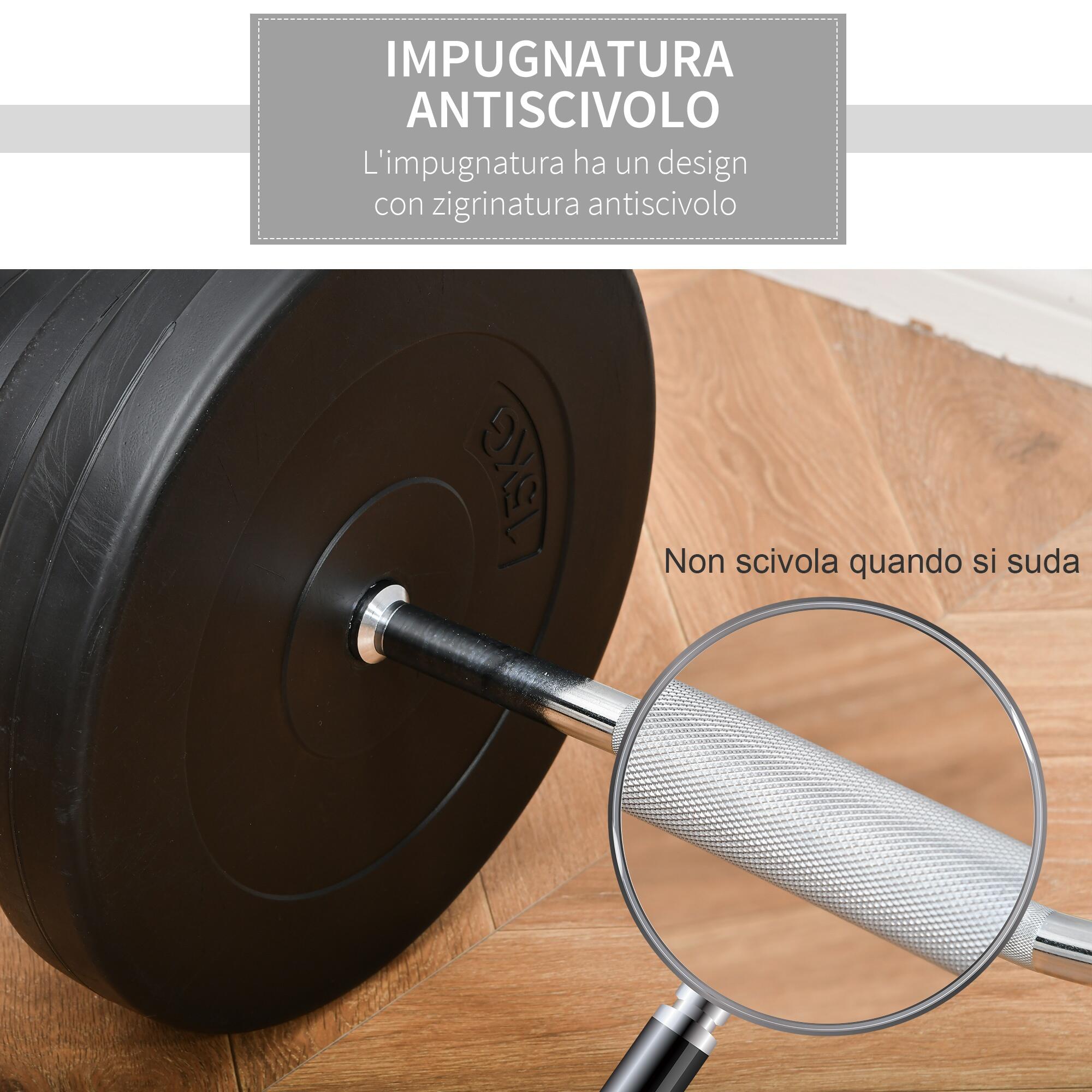 HOMCOM Set Bilanciare da 70kg con 8 Dischi Pesi e Barra Curva in Acciaio 5/5