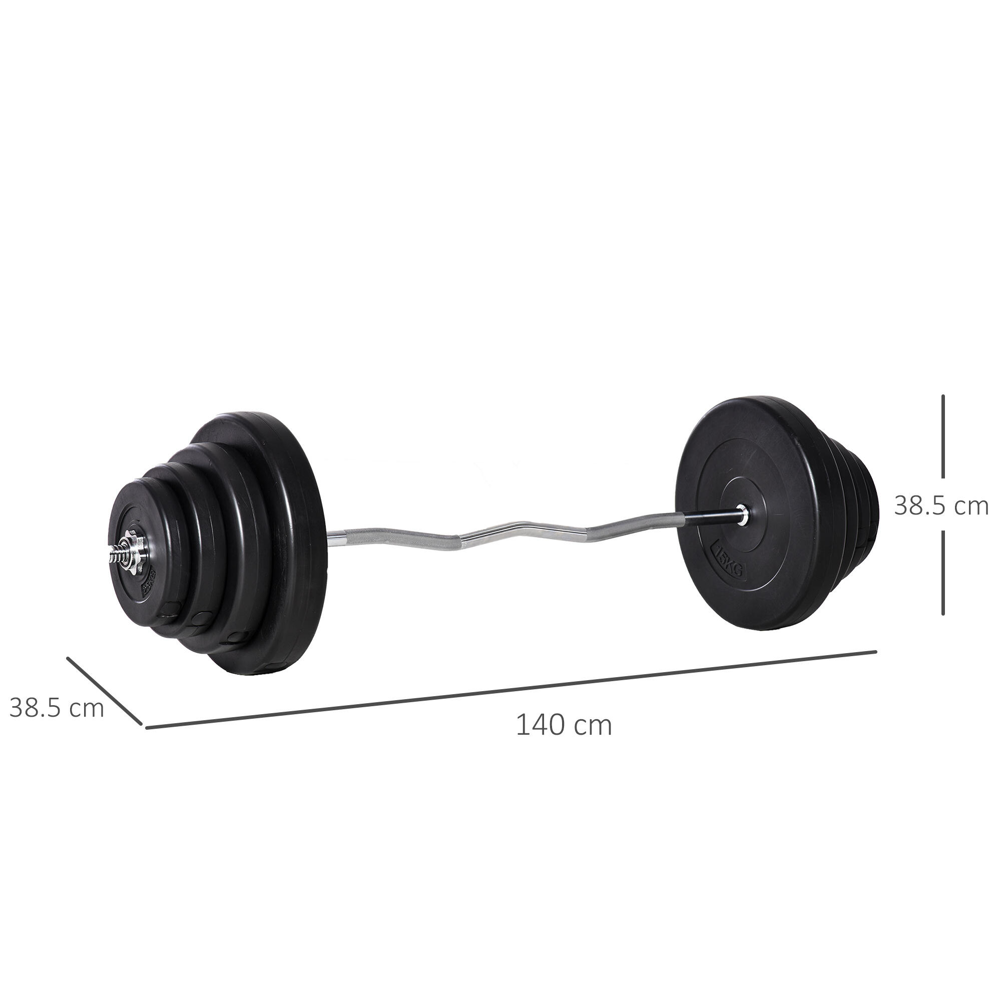 HOMCOM Set Bilanciare da 70kg con 8 Dischi Pesi e Barra Curva in Acciaio 3/5