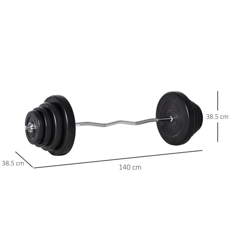 Set Haltere de 70 kg cu 8 Discuri de Greutati si Bara Curbata din Otel