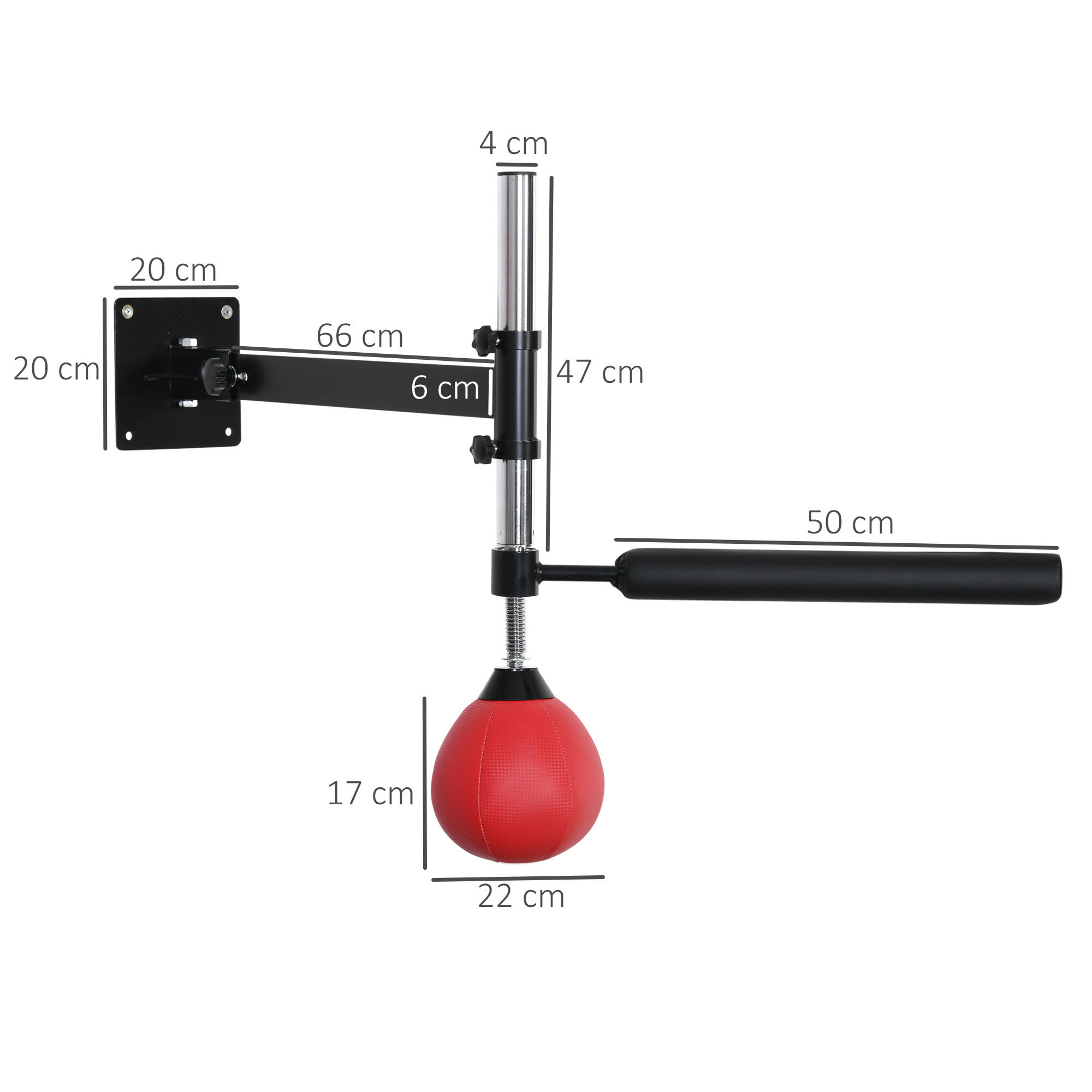 Bola de Velocidad de Pared HOMCOM 79x72x20 cm Negro y Rojo 3/7