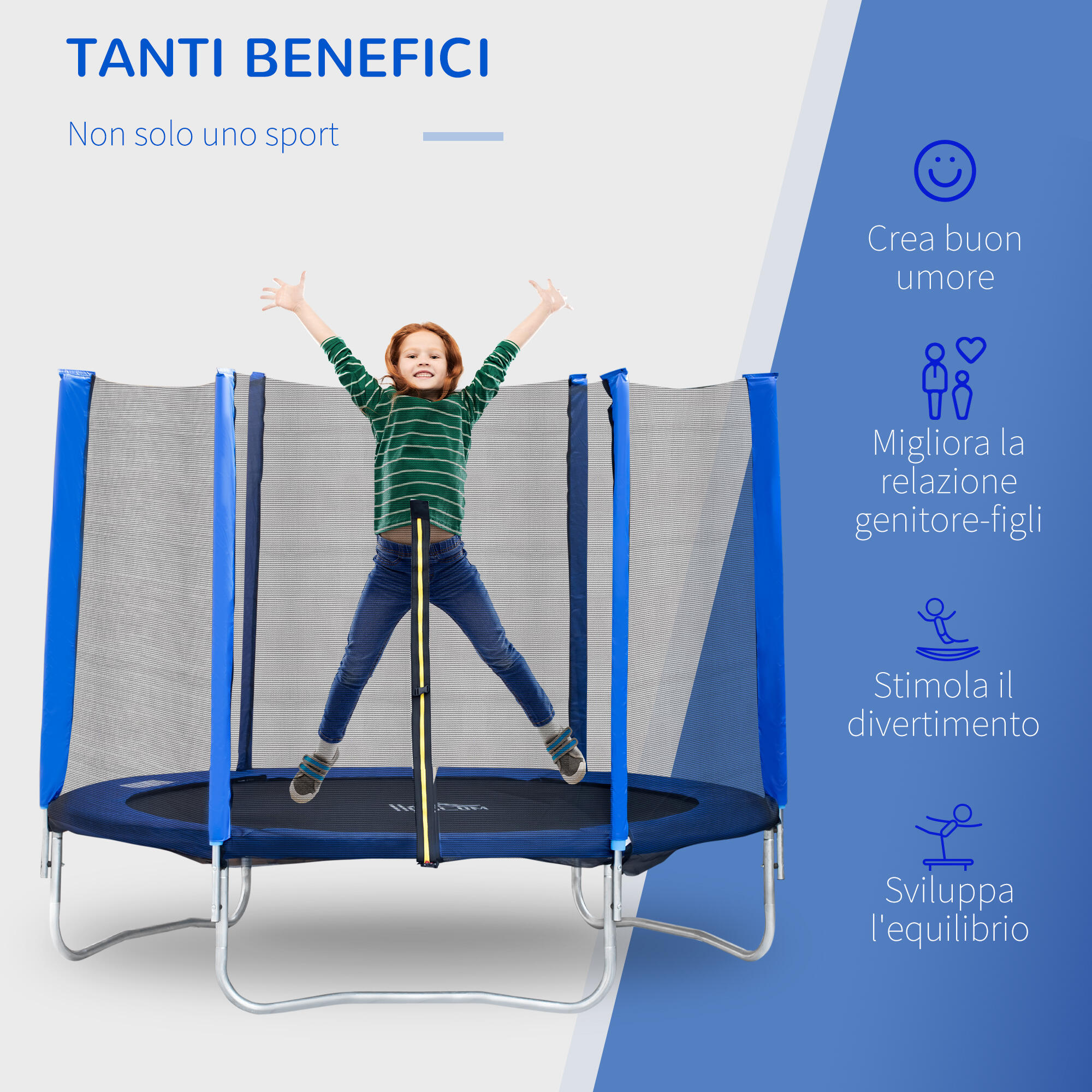 HOMCOM Trampolino Elastico Interni ed Esterni con Rete Sicurezza Fino 100kg 5/5