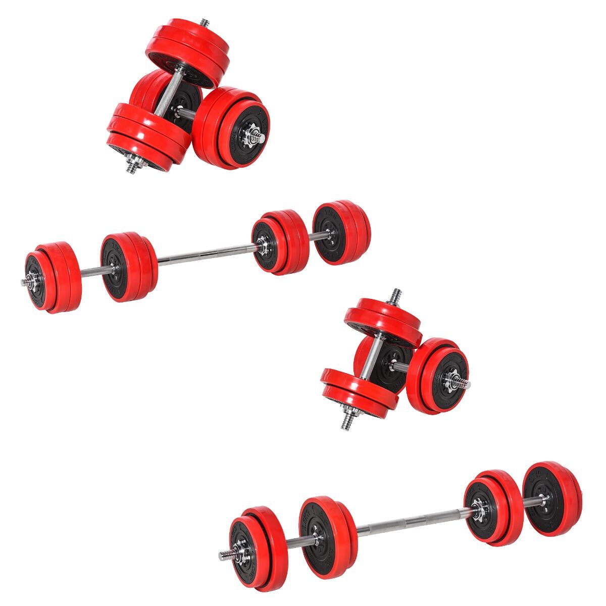 HOMCOM Set Bilanciere e Manubri Pesi da 30kg Dischi Rivestiti in PP Antigraffio 4/6