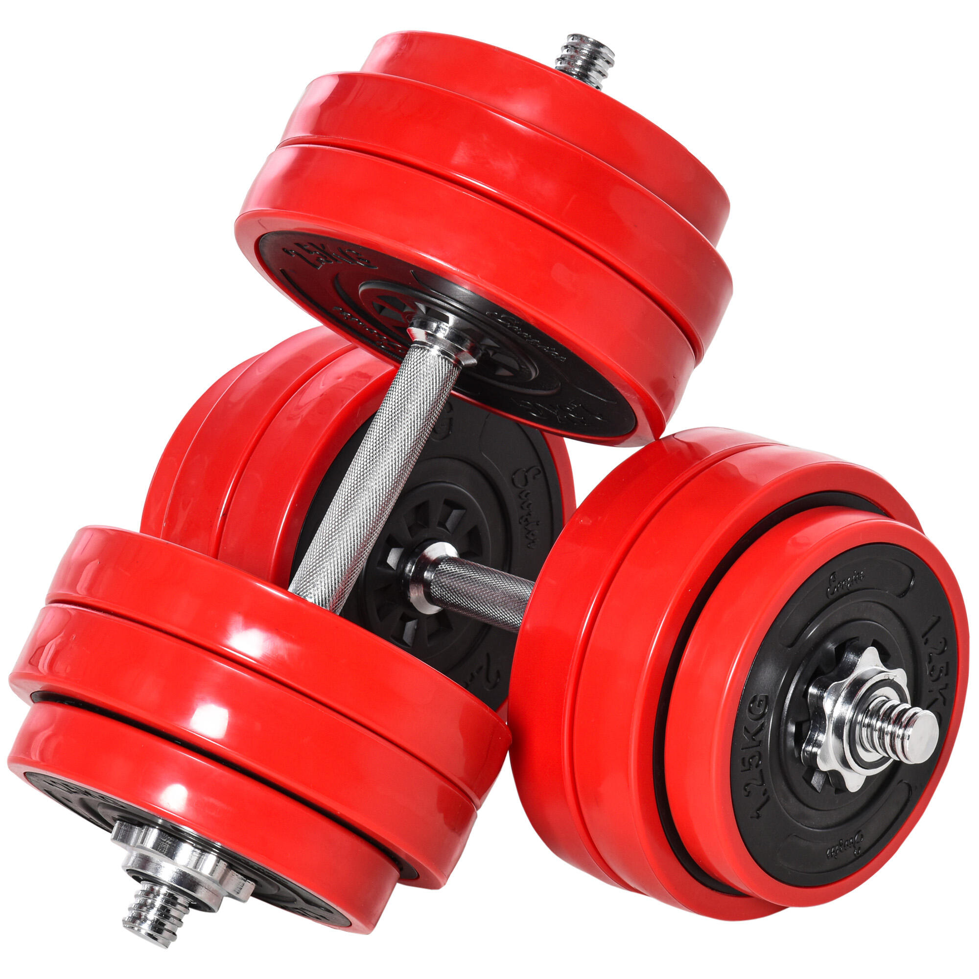 HOMCOM HOMCOM Set Bilanciere e Manubri Pesi da 30kg Dischi Rivestiti in PP Antigraffio