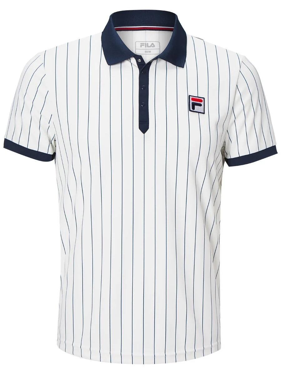 FILA Fila Men's Striped Polo with Flat Knit Collar, Short Sleeves