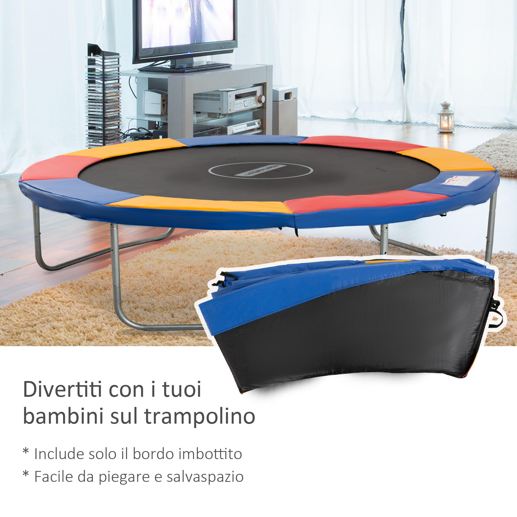 HOMCOM Bordo di Protezione Trampolino Elastico Imbottita con Copertura in PVC 4/5