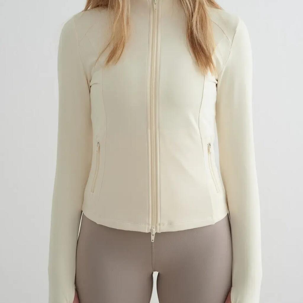 Women's Zip Jacket Buttery-Soft Second Skin Two-Way Zip Sense Almond White