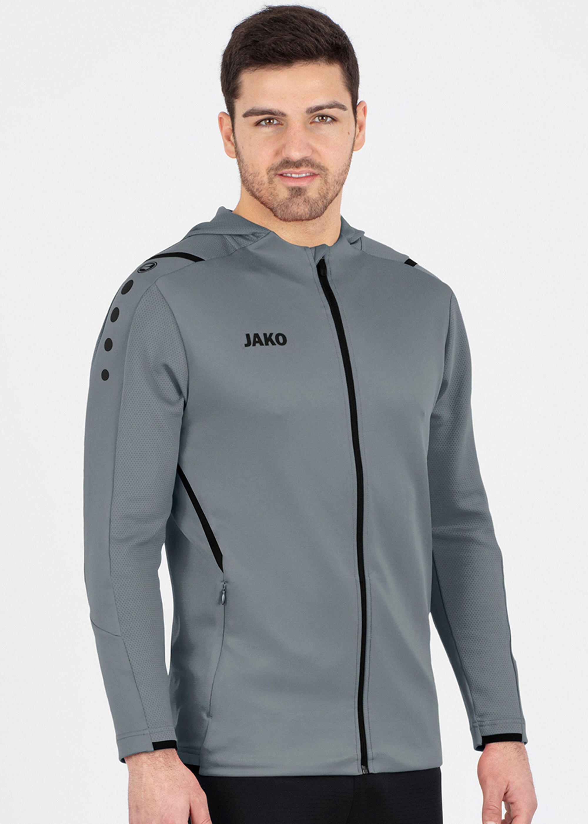 Veste à capuche JAKO Challenge grise en polyester, zippée 5/6