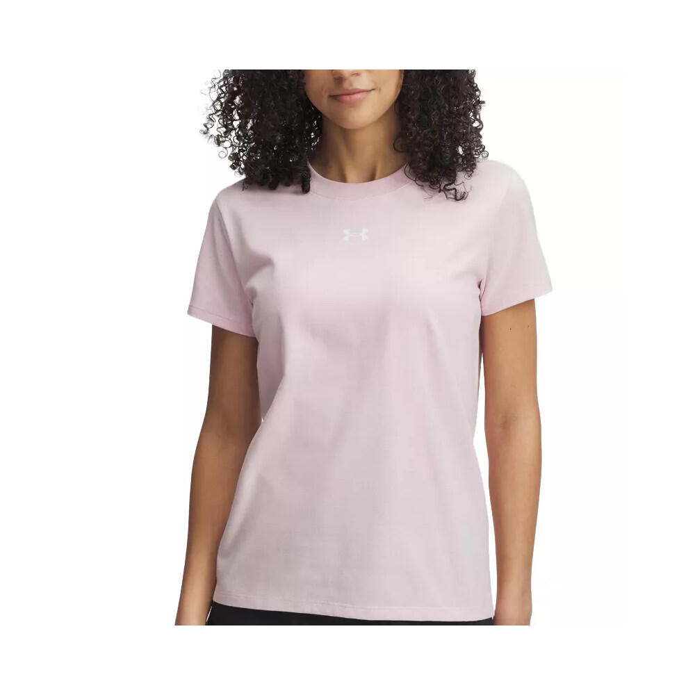 Under Armour - Tee-shirt Under Armour Rival Core Ss Femme - T-shirt Manches Courtes - Blanc|rose - 36 Xs - Decathlon