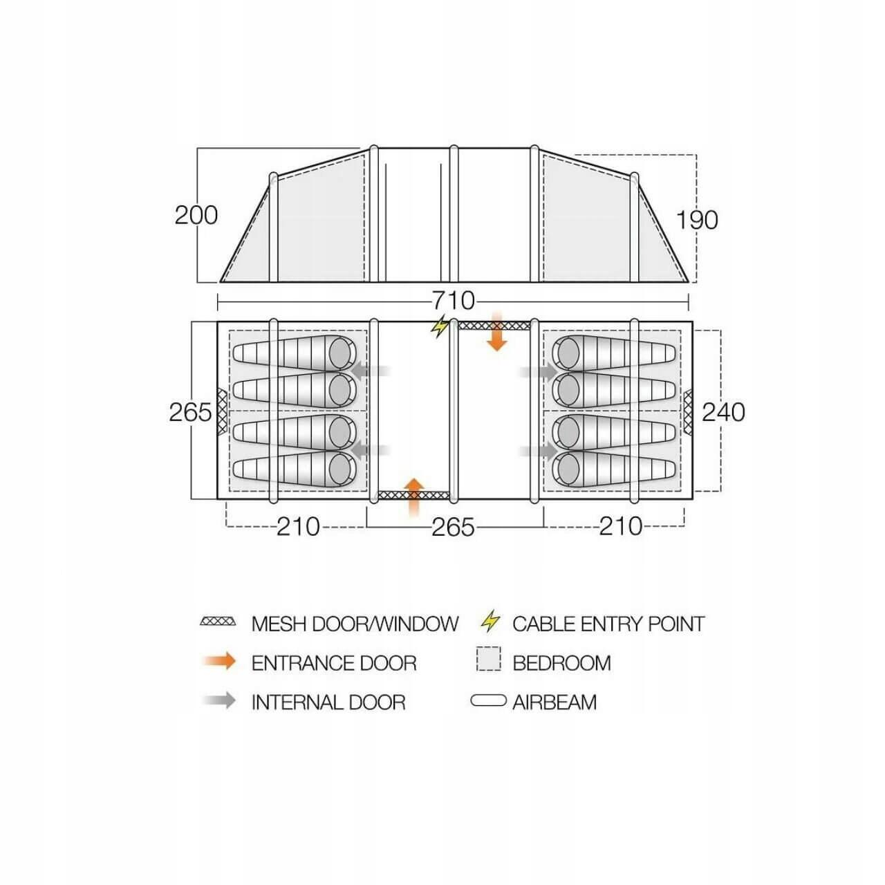 Namiot kempingowy 8 osobowy Vango Castelwood Air 800XL Pac 4/7