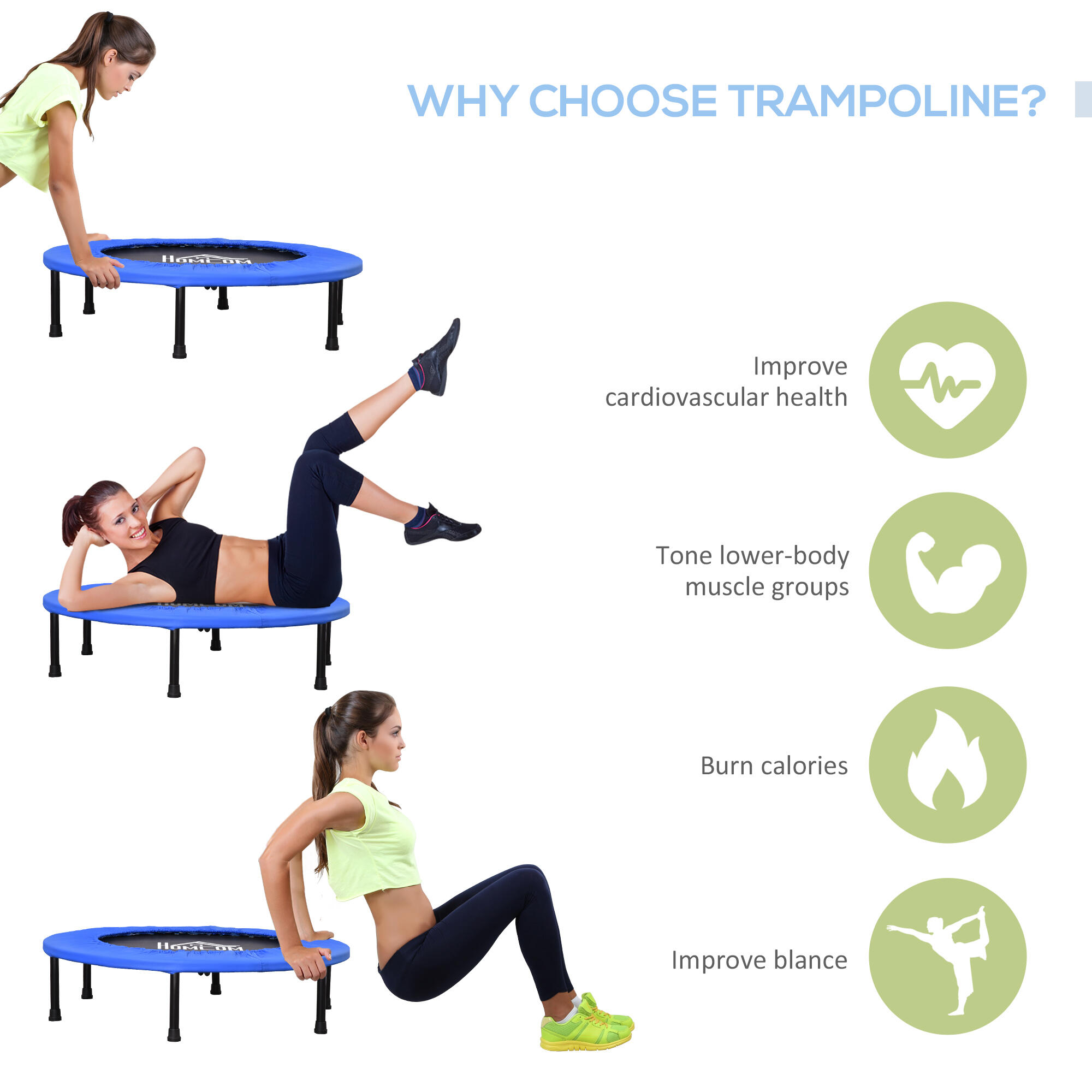 HOMCOM Trampolino Elastico per Jumping Fitness Struttura in Acciaio Φ91x22.5cm 5/5