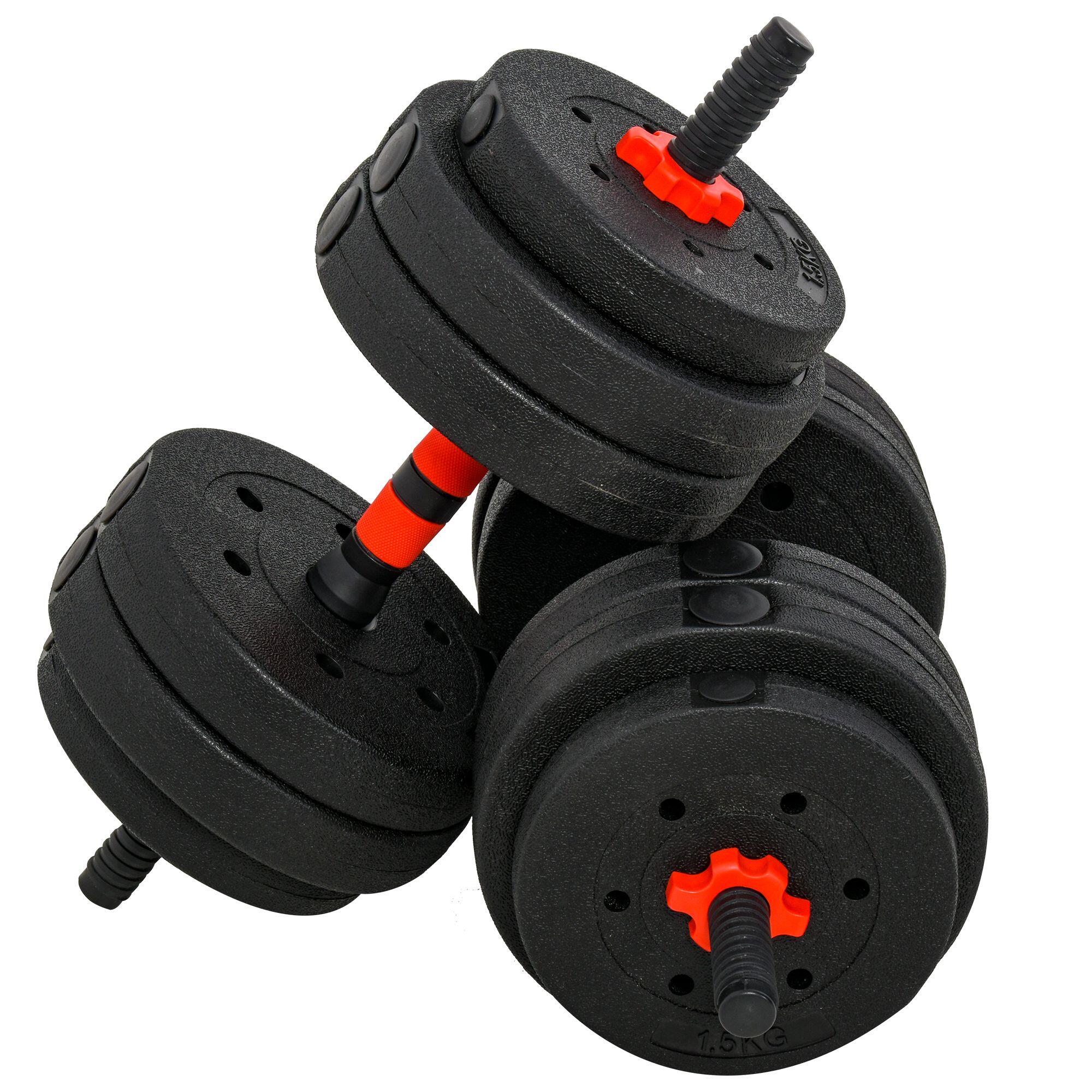 HOMCOM HOMCOM Set 2 Manubri Convertibili in Bilanciere, 25kg Totali con 12 Dischi Pesi