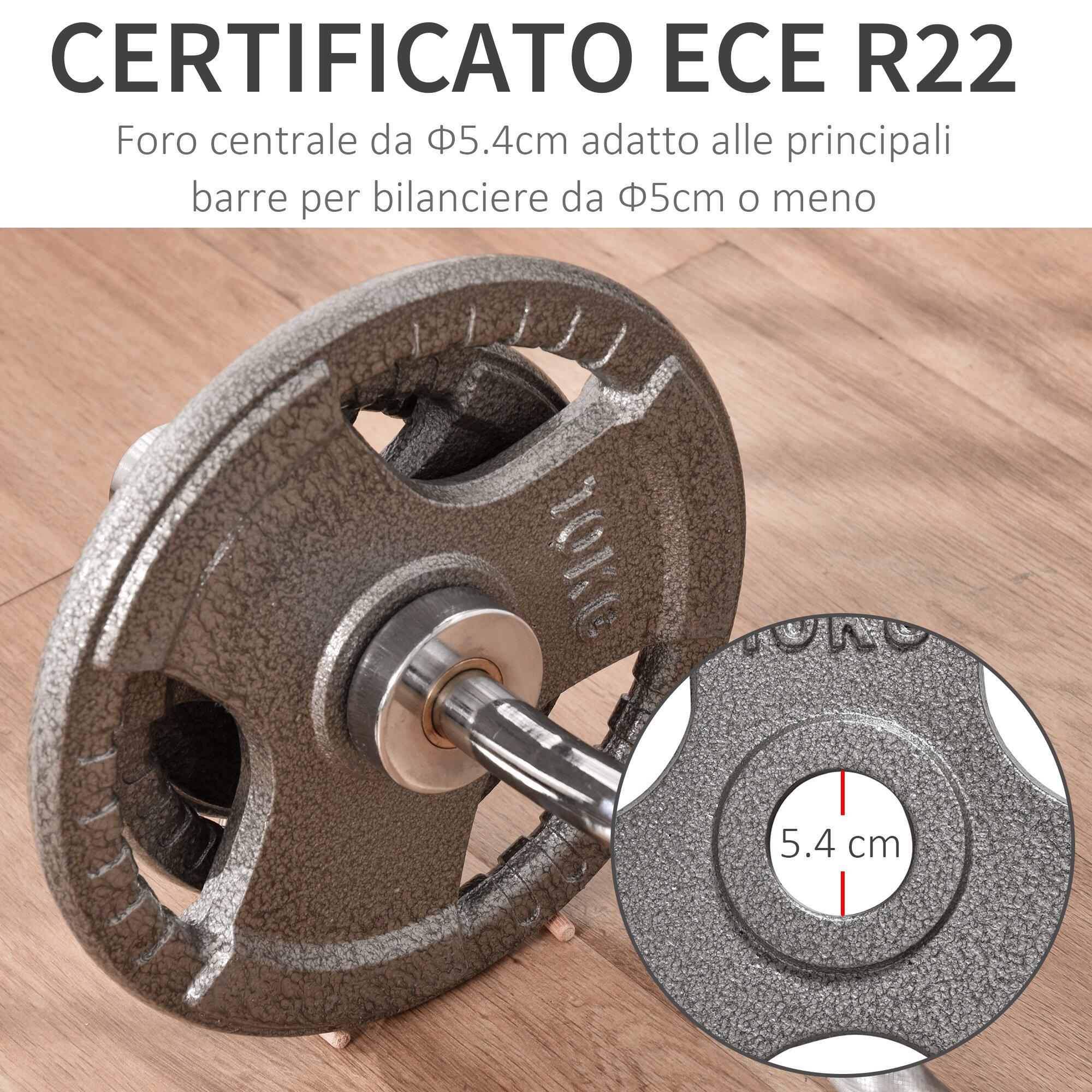 HOMCOM Set di 6 Dischi Pesi per Bilanciere Peso Totale 35kg - Grigio 4/5