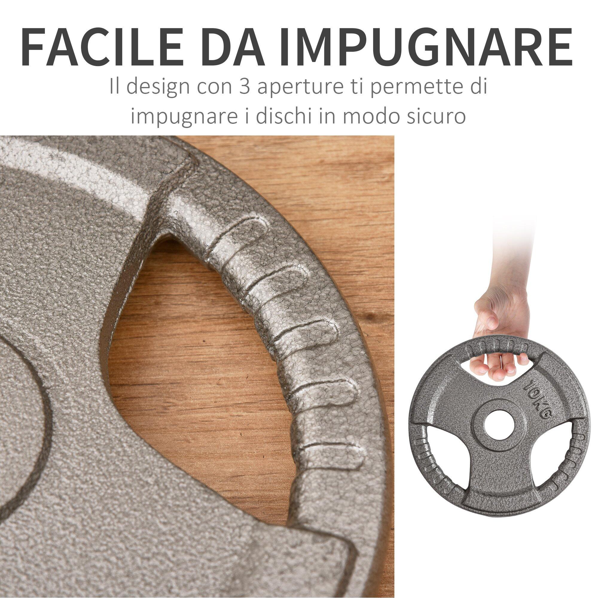 HOMCOM Set di 6 Dischi Pesi per Bilanciere Peso Totale 35kg - Grigio 5/5