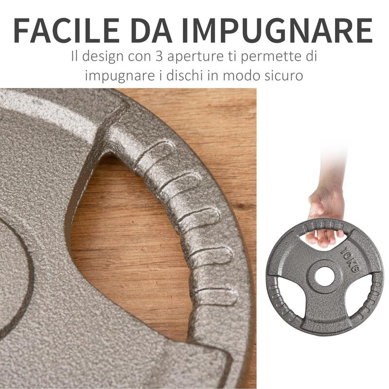 HOMCOM Set 6 Discuri Greutati 35 kg pentru Haltere din Otel 5.4 cm