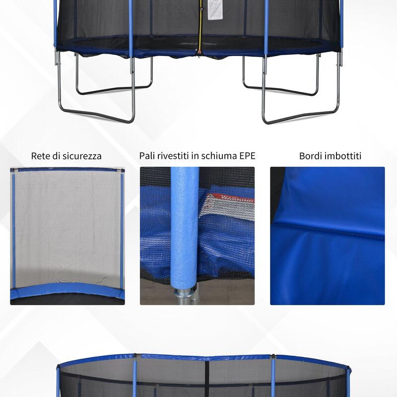 HOMCOM, trambulina pentru copii si adulti, Φ426cm, albastru
