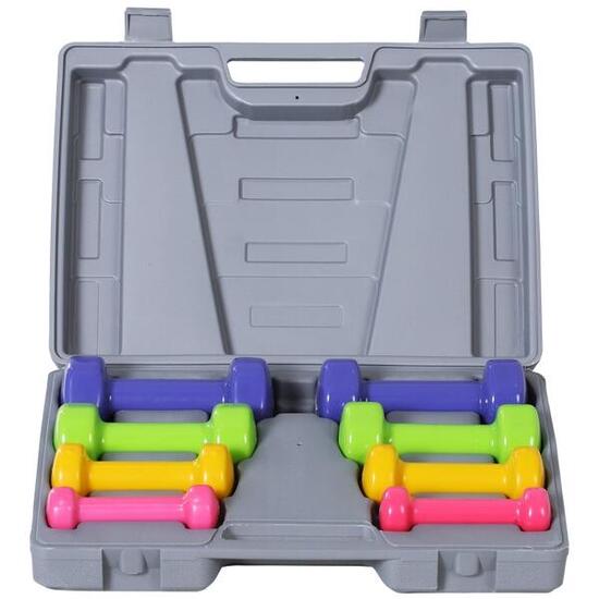 HOMCOM Set di Manubri da 10kg Totale con Valigetta Divisi in 0.5kg/1kg/1.5kg/2kg