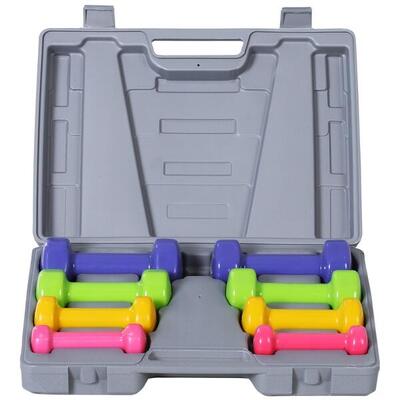 HOMCOM Set di Manubri da 10kg Totale con Valigetta Divisi in 0.5kg/1kg/1.5kg/2kg