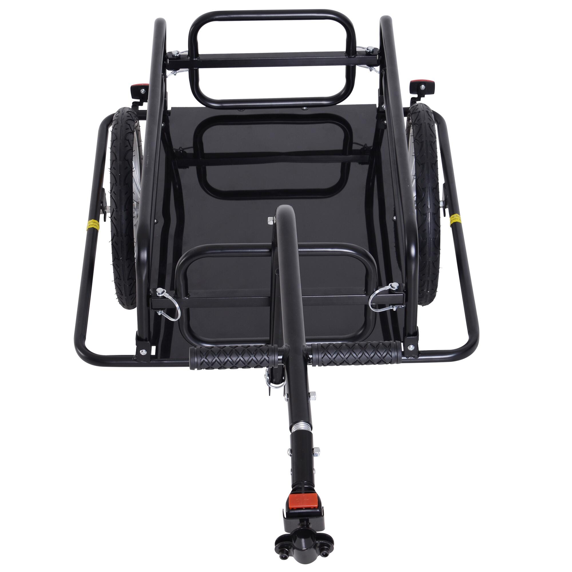 HOMCOM Carrello Rimorchio per Bicicletta Nero 156x72x82cm Portata 36kg 4/6