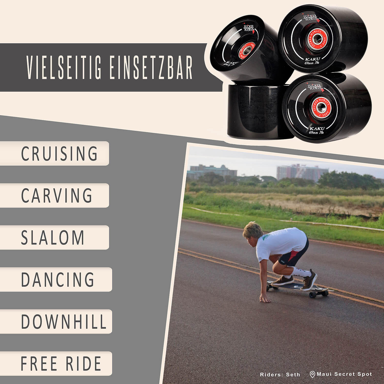 Roues de Longboard Allround Cruiser Wheels // Avec roulements 4/7