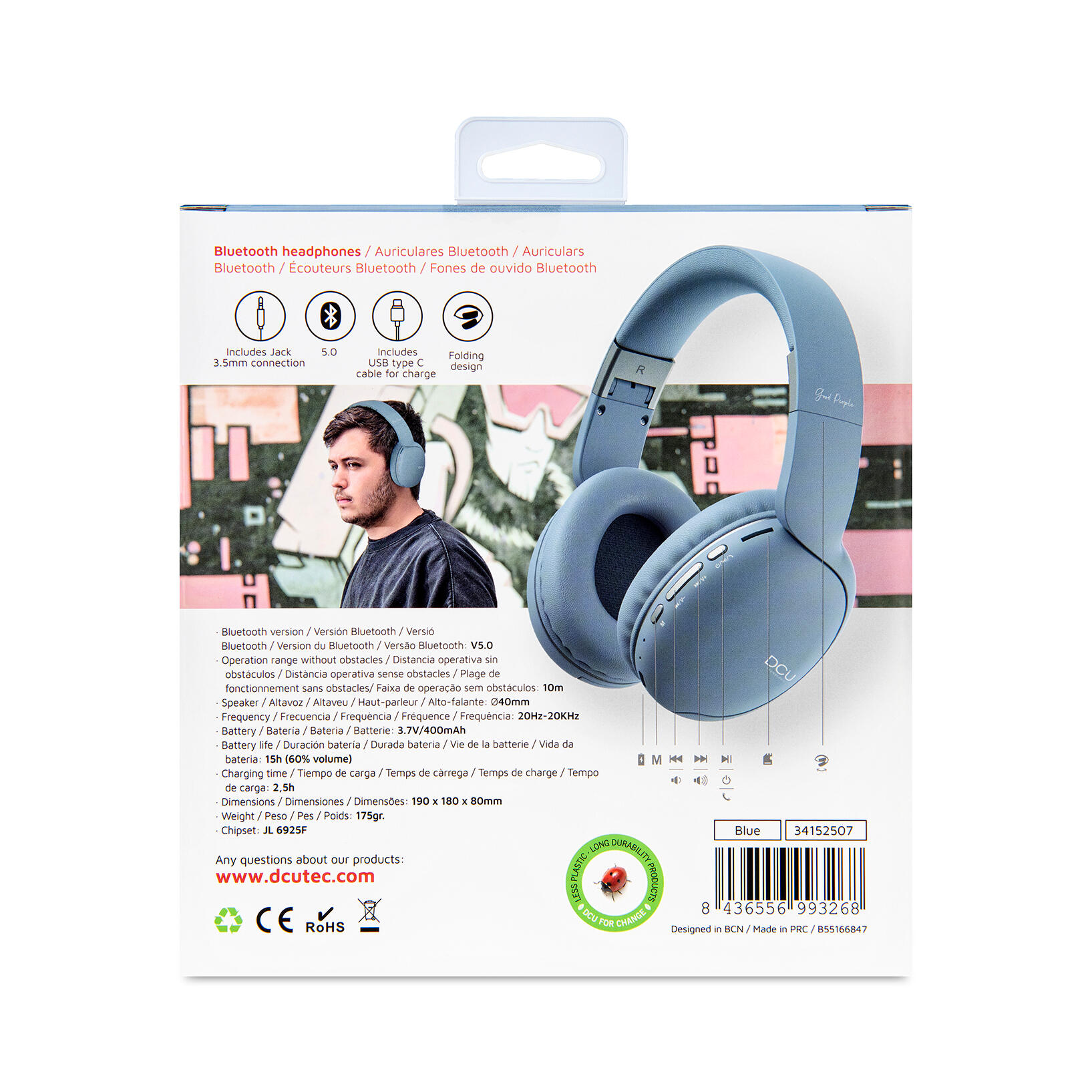 Auriculares Bluetooth DCU MULTIF Azul 5/5