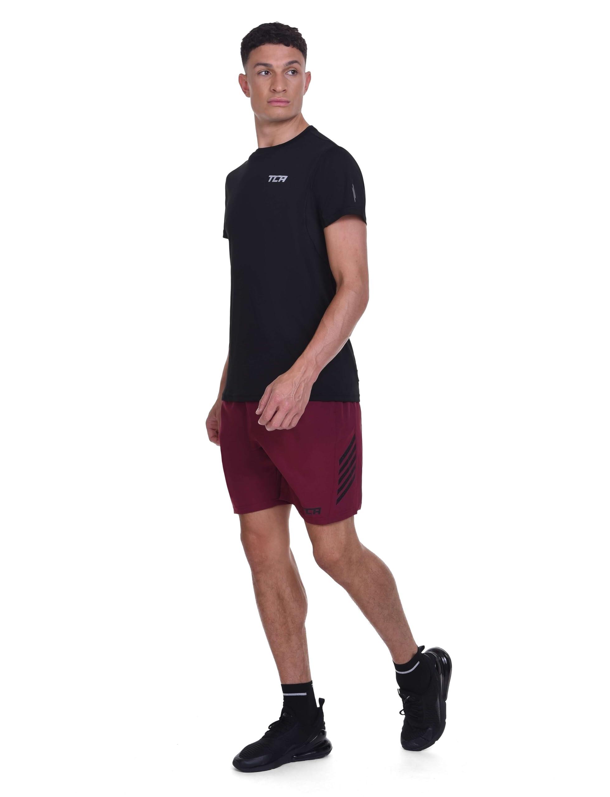 Men's Laser Light Weight Running Shorts with Pockets - Carmine Red 5/7