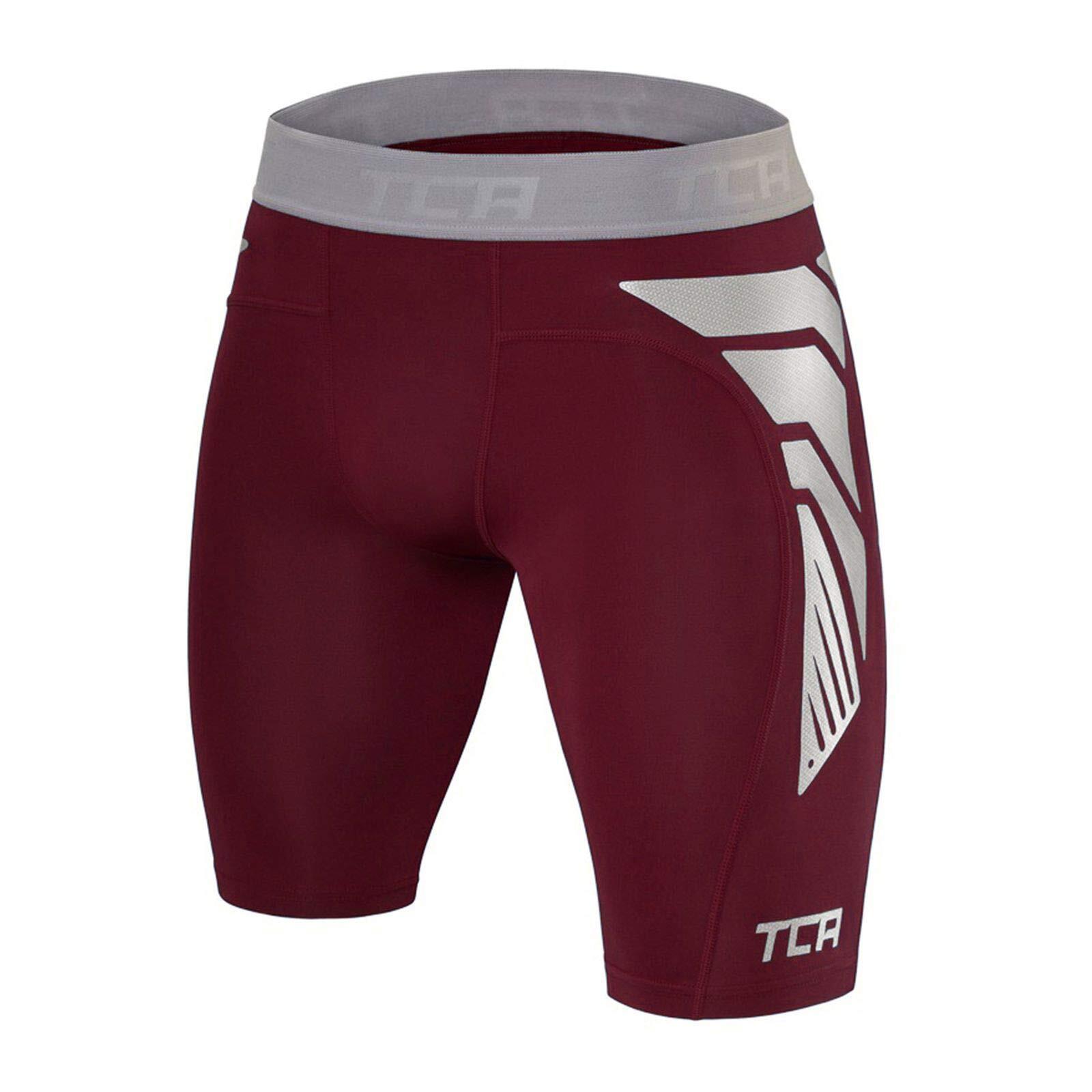 TCA Boys' CarbonForce Quick Dry Base Layer Compression Shorts - Cabernet