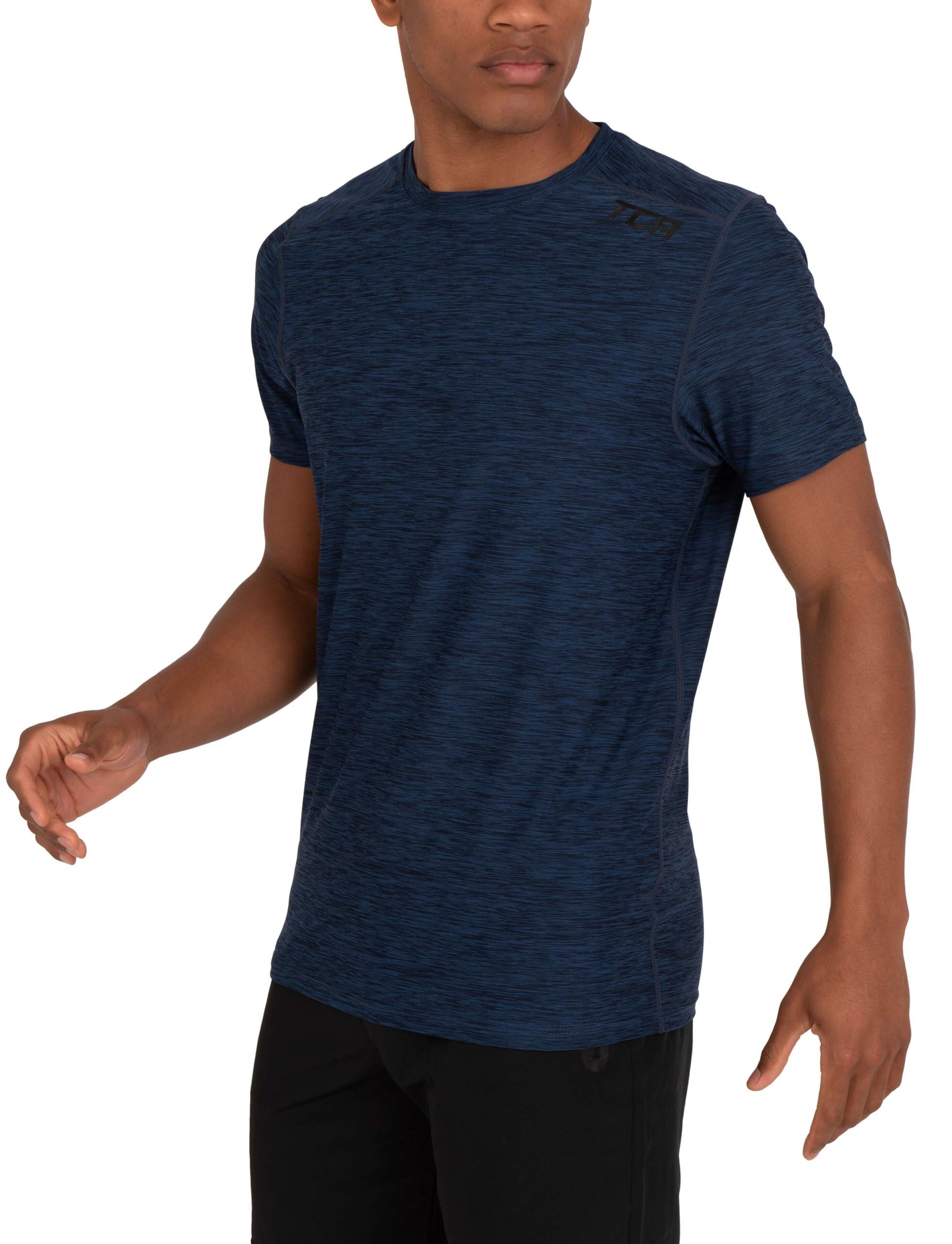 TCA Men’s Galaxy 4D-Stretch Running Gym T-Shirt - Navy