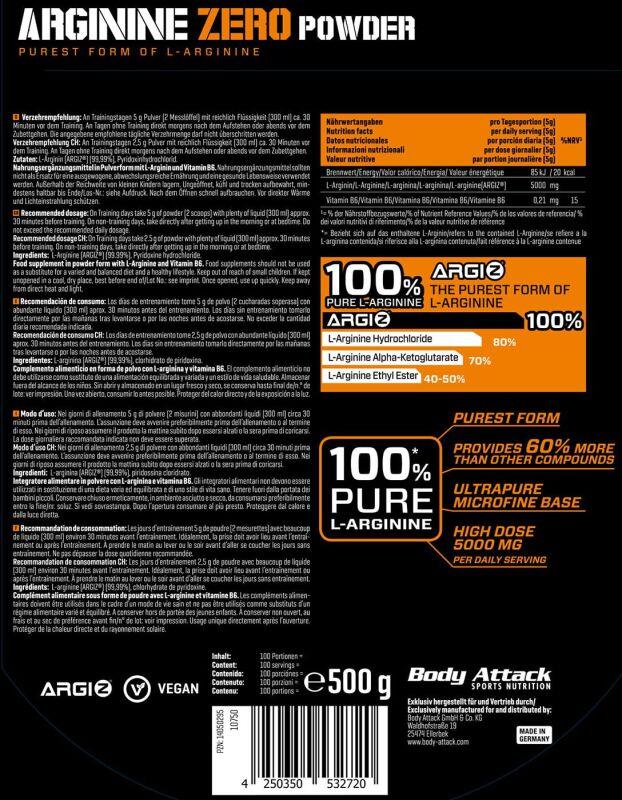 Arginin Zero 500g Body Attack 3/3