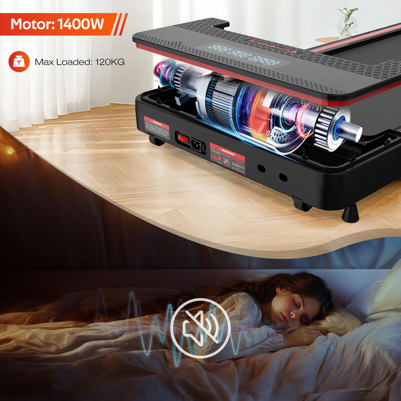 Banda de Alergare Pliabilă,1400W,WP3,1-12km/h.APP.Bluetooth